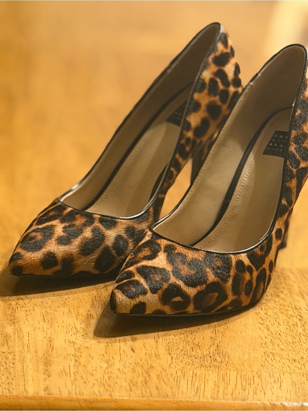 Leopard Print Pointed-Toe High Heels in Brown